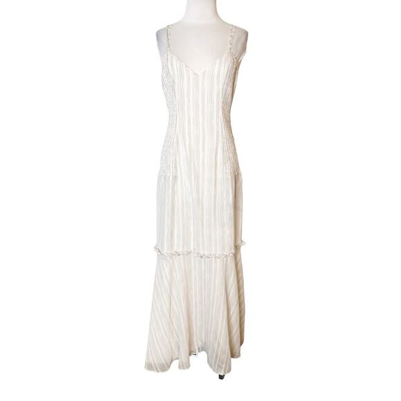 Tularosa Zana Dress in Ivory smocked side maxi dress multicolor stripe - Picture 7 of 8